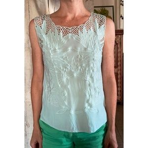 Seafoam Blue XS Lace Embroidered Cut-Out Top